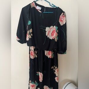 Women’s Black Floral Dress by Carly Circle A156